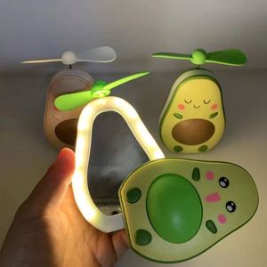Mini Multifunctional LED Makeup <b>Mirror</b> and Fan 2 in 1 Integrated Cute Avocado Shaped Practical Portable USBCharging <b>Handheld</b> Fan - Product Image 3