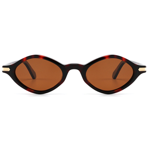 Cat Eye Sunglasses Solid Brown Frame Full Rim Resin Lens Anti-Uv Protection Women Adult Oval Face Shape - Product Image 6