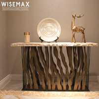 WISEMAX FURNITURE Table console en marbre post-moderne Table décorative de luxe en acier inoxydable pour couloir de maison Table d'entrée durable