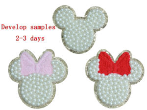 100% benutzer definierte bestickte Chenille Patches Strass Herz Blumen form Abzeichen Aufbügeln Nähen Kleidung für Hut 1-3 Tage Probenzeit - Product Image 6