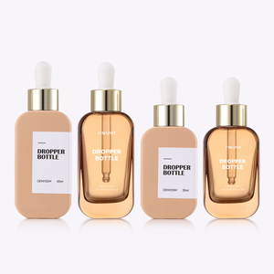 Flacon compte-gouttes en verre transparent givré de luxe de 30 ml compte-gouttes givré à dessus doré carré de 30 ml compte-gouttes givré à dessus doré de 30 ml - Product Image 1
