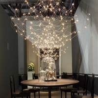 Lustre LED moderne et créatif de luxe, ciel étoilé, luciole, rond et grand, en fil d'acier, en forme de fleur, pour les escaliers, le salon