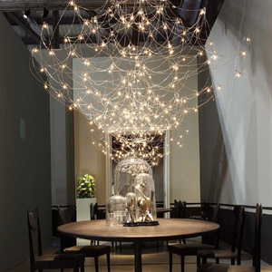 Lámpara de Araña LED Moderna, Creativa y de Lujo, con Diseño de Cielo Estrellado, Red de Alambre de Acero con Flores Grandes y Redondas, para Escaleras y Sala de Estar - Product Image 6