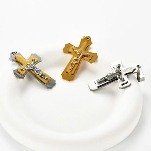 1 colgante de cruz cristiana de acero inoxidable para mujeres y hombres. - Product Image 4