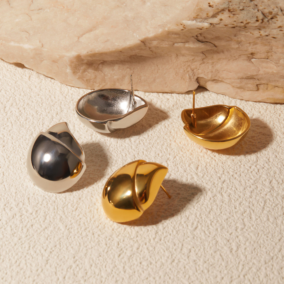 J & Dファッショナブルなステンレススチールイヤリング18K