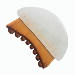 Brosse de massage lymphatique faciale en cristal blanc naturel, brosse Gua Sha pour le lifting du visage, brosse de nettoyage pour resserrer la peau - Product Image 6