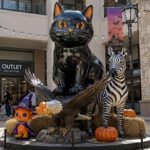 Grande sculpture de <span class=keywords><strong>chat</strong></span> en résine écologique, motif zèbre aigle, personnage de <span class=keywords><strong>dessin</strong></span> animé, pour Halloween, en vente - Product Image 1