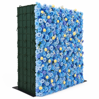 Stock local aux États-Unis, livraison gratuite, vente en gros, mur de fleurs artificielles en hydrangea bleu et rose 4x8FT pour la décoration de mariage et de fête