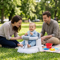 Siège de bain pour bébé moderne 3 en 1 en plastique, convertible en chaise de sol avec sangle de traction pour 0-12 mois
