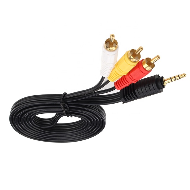 High Quality 1.5m AV Cable 3.5mm Male Jack to 3 RCA Male Audio Video Cable Cord for TV VCR Video Audio Cables