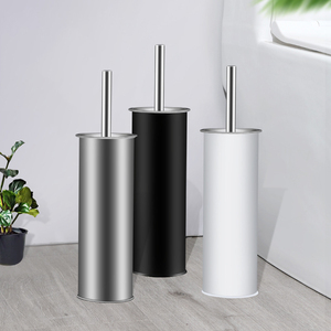 Cepillo limpiador de inodoros con mango largo, juego de cepillo y soporte para inodoro, juego de cepillos de acero inoxidable para baño - Product Image 4