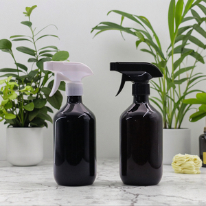 500Ml 16Oz Thân Thiện Với Môi Hổ Phách Boston Xi Lanh Nhựa Hình Dạng Kích Hoạt Phun Chai Cho Rõ Ràng Matte Màu Đen Bền Cho Lâu Dài - Product Image 3