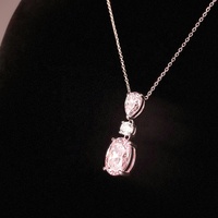 Bijoux fins plaqués rhodium, collier avec pendentif en argent sterling 925, ovale, goutte d'eau, zircon rose 5A, pour femmes, unisexe