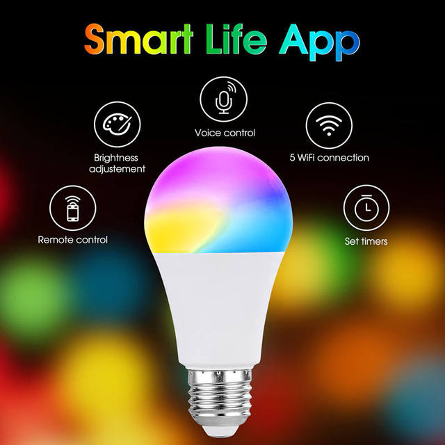 Hot Selling Wifi and Bluetooth Controlled 9W LED Multi-Color Smart Light Bulb Dimmable Multi-function