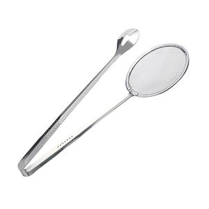 Passoire à mailles fines en acier inoxydable 2 en 1 avec clip, écumoire à frire pour filtrer l'huile et pinces à servir les aliments, vente en gros - Product Image 3