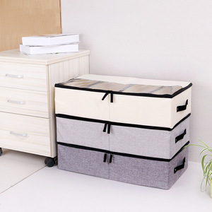Fabric Four Compartment Shoe Box With Transparent Window Foldable Stackable Under Bed Storage Gray Off White Rectangle - Product Image 2