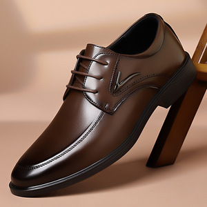 Chaussures habillées en cuir pour hommes, style Oxford, à bout pointu, à lacets, pour le bureau et la carrière, semelle souple, collection automne - Product Image 1