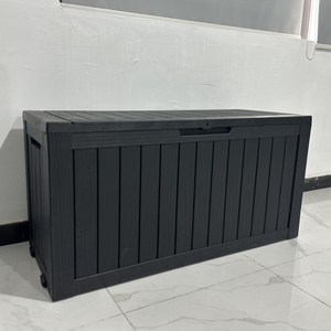 270L72GallonBoîte de <span class=keywords><strong>rangement</strong></span> extérieure en plastique <span class=keywords><strong>Coffre</strong></span> à outils de jardin étanche avec grain de bois pour patio et <span class=keywords><strong>balcon</strong></span> - Product Image 3