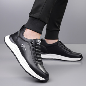 XINTAIZI Men Summer Height Increasing <b>Sneakers</b> Genuine <b>Leather</b> Round Toe Rubber Outsole V30PA EVA Midsole Casual Shoes - Product Image 3