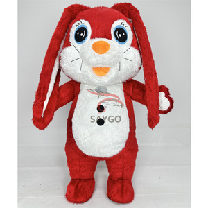 Happy Sky <span class=keywords><strong>Adult</strong></span> Unisex Cartoon Tier Cosplay Riesen <span class=keywords><strong>Red</strong></span> Rabbit Maskottchen Kostüm Party Hand gezeichnet gemacht Plüsch Halloween Ostern - Product Image 1