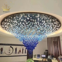 Lustre de luxe de plafond de salon de restaurant grands lustres en cristal verts pour les plafonds hauts