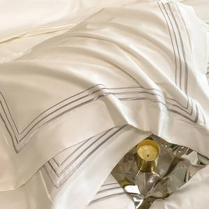 Luxury 100%Egyptian Cotton <strong>Duvet</strong> Cover Bed Sheet PillowcasesDouble Queen King 4Pcs Embroidery Cotton White Hotel Bedding Set - Product Image 3