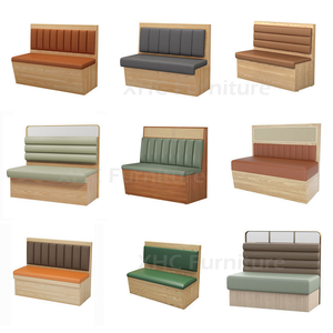 Sofá Moderno de Cuero Curvo con Asientos Tipo Cabina y Almacenamiento, Banco Tapizado de Madera para Restaurante con Espacio de Almacenamiento para Cafetería, Comedor Comercial - Product Image 2