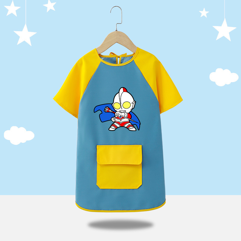 Encaje de media manga - Azul vaquero y amarillo