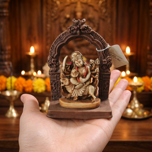 Ídolo de la Diosa Durga con Arco Decorativo Hecho de Resina con Acabado Antiguo, Estatua de la Diosa Hindú para el Hogar, Templo, Sala de Puja - Product Image 2