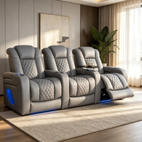 Sofá Reclinable Eléctrico de Cuero para Cine en Casa con Mesa Auxiliar Eléctrica para Muebles de Sala de Estar