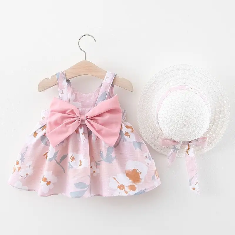 Vestidos de algodão para bebês meninas, vestidos florais de 1 ano de verão para meninas, bebês, vestidos de princesa, presente de aniversário para crianças, roupas de festa para meninas