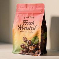Sacs à café imprimés sur mesure avec valve, refermables, à fond plat, pour l'emballage de grains de café de qualité supérieure