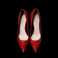 Chaussures pour femmes en cuir de serpent rouge de luxe, talons fins, stilettos de 10 cm, pointus, respirantes, légères, durables pour l'été et l'automne