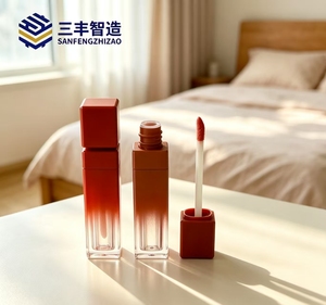 Reddish Brown Empty Square Gradient Transparent <b>Lip</b> Oil Tube for Cosmetic Packaging - Product Image 5