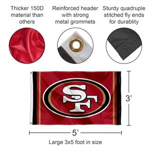 <span class=keywords><strong>San</strong></span> <span class=keywords><strong>Francisco</strong></span> 49ers 3x5ft Custom para NFLteam Banner Bandera de Mascota de poliéster de alta calidad para fiestas de estadio y puerta trasera Digital - Product Image 2