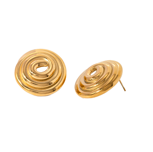 New Arrival 18K Gold Plated Stainless Steel Rose Quatrefoil <b>Stud</b> <b>Earrings</b> Statement Flower Design Anniversary - Product Image 1
