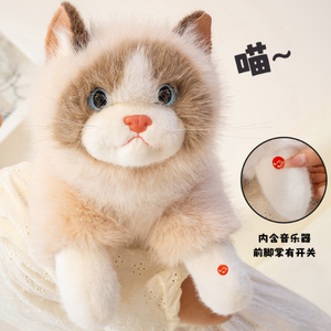 Giocattolo musicale gatto farcito educazione bambino peluche emulazione gatto bianco giocattolo elettronico personalizzato - Product Image 6