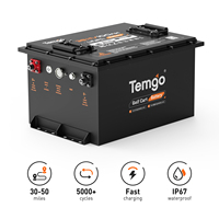 بطارية ليثيوم جديدة ومطورة لعربات الجولف بغلاف معدني 36 فولت، بطارية TEMGO 38.4 فولت 100 أمبير ساعة LiFePO4 مع شاحن 42.6 فولت 20 أمبير ومراقبة عبر التطبيق