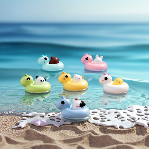 A granel pequeño lindo dibujos animados 3D unicornio anillo de natación con Gato Panda pato vaca oso conejo estatuilla animales de resina para niños <span class=keywords><strong>juguetes</strong></span> de <span class=keywords><strong>bomba</strong></span> de baño - Product Image 1