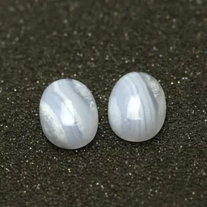 Factory direct oval cut cabochon blue lance agate stone .
