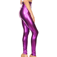 Pantalon Sexy en Latex extensible violet, vêtement en Faux cuir pour femme, tenue de scène, brillant, brillant, violet,