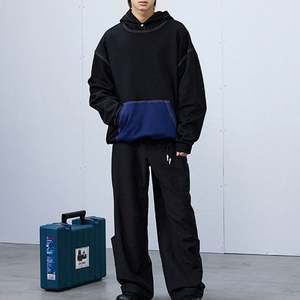 Sudadera con capucha de gran tamaño personalizada costura sudaderas con capucha en blanco para hombres gota hombro liso Sudadera con capucha - Product Image 3