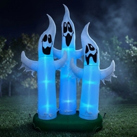 Trois mains de fantôme gonflables lumineuses pour Halloween, idéales pour la décoration extérieure de jardin, de cour, de fête d'horreur, ou comme modèle d'exposition de festival