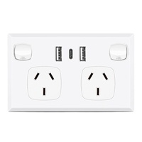 Nouvelle prise murale électrique australienne 250V avec panneau tactile USB 10A, prise murale GPO avec 2 interrupteurs, chargeur mural