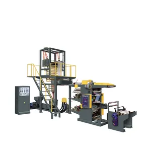 Film Blowing Machine Full Biodegradable T-shirt Bag Film Making Machine without Shaft Online Pe Printing 2 Colors 55 Provided