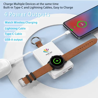 Nouvelle batterie externe portable mini porte-clés 5000 mAh 2026 avec chargeur magnétique pour montre connectée, câbles intégrés, entrée sans fil, pour situations d'urgence en extérieur