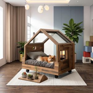 Cuccia per Animali Domestici in Legno Moderna e Lussuosa con Chiusura a Bottone, Canile Invernale da Interno, Design Elegante, Villa Chiusa Sostenibile per Gatti - Product Image 4