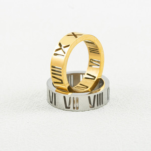 Anillo Simple y Moderno de Acero de Titanio Chapado en Oro de 18K con Números Romanos, Joyería de Moda Unisex, Regalo - Product Image 4