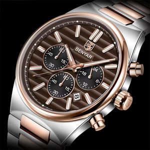 Reloj de Pulsera Cronógrafo de Dos Tonos de Lujo OEM ODM para Hombre, Reloj de Cuarzo Luminoso a Prueba de Agua con Calendario, Informal y Elegante de Acero Inoxidable - Product Image 1