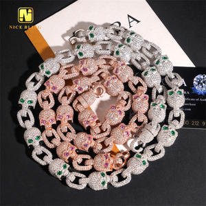 Collana Cubana Hip Hop con Teschio e Scheletro in Moissanite Colorata, Catena a Maglie Cubane Fantasia, Pronta Consegna, Supera il Test del Diamante - Product Image 6